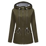 Long Sleeved Splashproof Mid Length Windbreaker For Women's Hooded Raincoat - Image 2