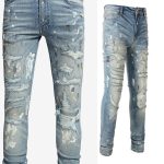 Torn Graffiti Old Wash Stretchy Slim Jeans Men - Image 6