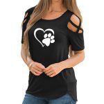 Printed Strapless T-shirt Ladies Short-sleeved T-shirt Hollow Top Women - Image 5