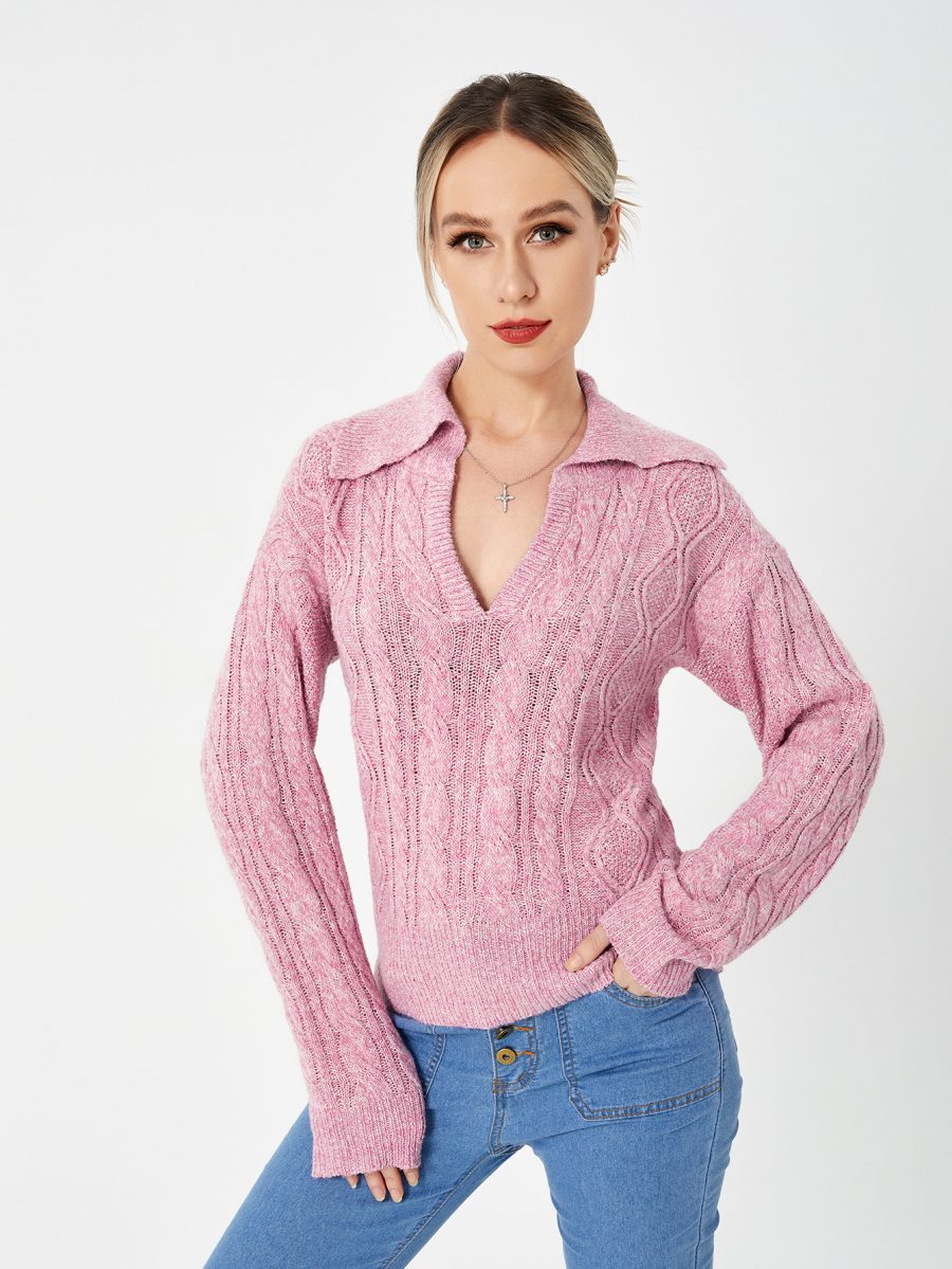 Women's Warm Casual Lapel Sweater - Image 4
