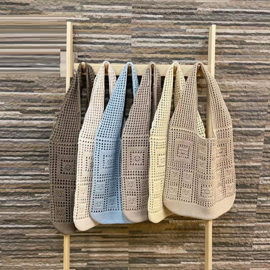 All-matching Solid Color Knitted Shoulder Bag - Image 2
