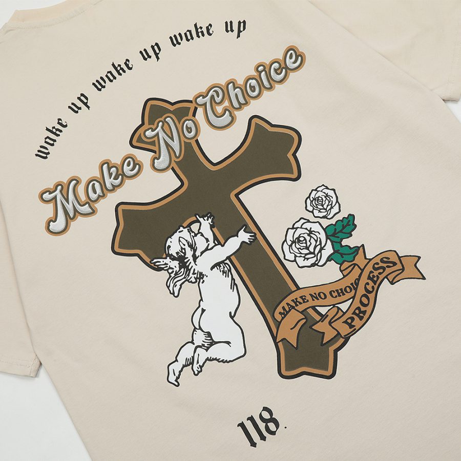 Cross Printed Cotton T-shirt For Men - Image 4