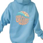 Fleece-lined Sunset Print Kangaroo Pocket Drawstring Hoodie - Image 2
