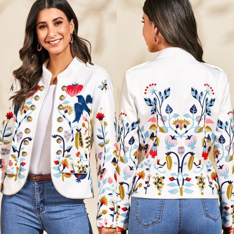 Women's Fashion Temperament Commute Cardigan Printed Coat - Image 7