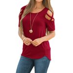 Printed Strapless T-shirt Ladies Short-sleeved T-shirt Hollow Top Women - Image 7