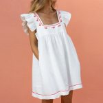 Square neck ruffled flying mini dress - Image 5