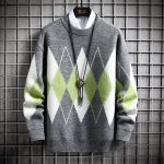 Men's Sweater Round Neck Trend Loose Plaid Top - Image 6