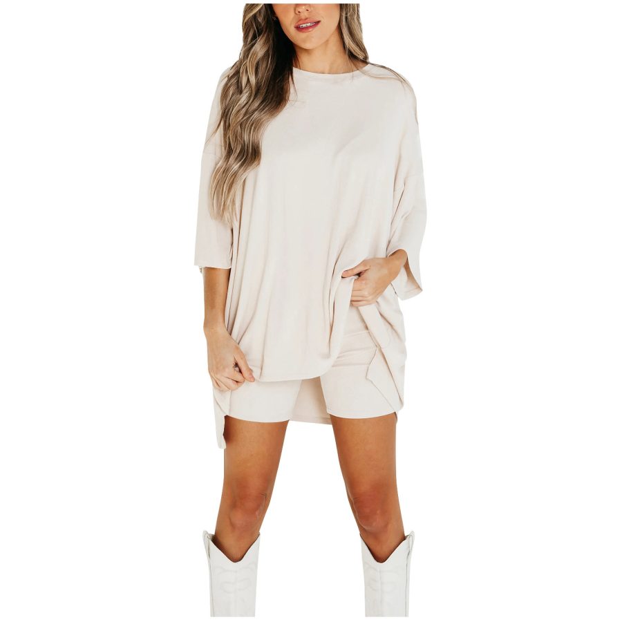 Summer Sweet Beauty Knitted Fashion Casual Solid Color Suit - Image 4