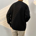 Men's Japanese Vintage Contrast Casual Versatile Round Neck Sweater - Image 3