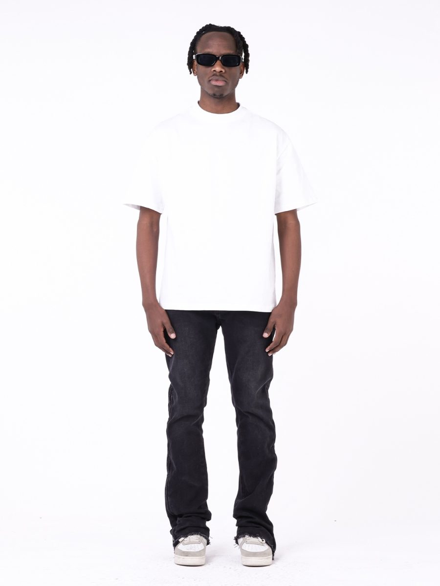 Straight Tube Raw Edge Side Zipper Design Jeans - Image 3