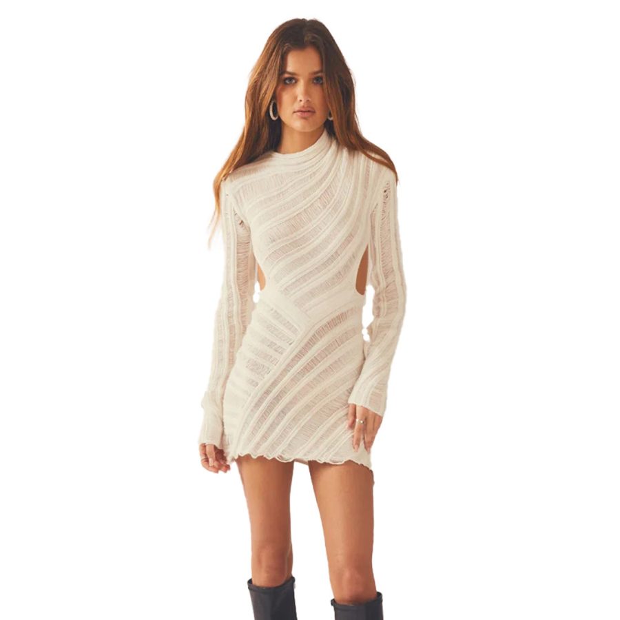 Women's Trapezoidal Knit Mini Dress - Image 5