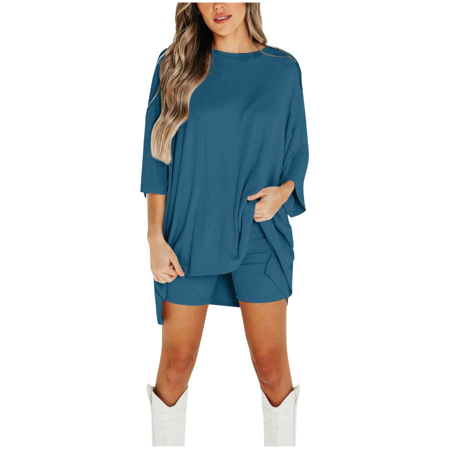 Summer Sweet Beauty Knitted Fashion Casual Solid Color Suit - Image 6