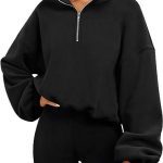 Loose Sport Pullover Hoodie Women Solid Color Zipper Stand Collar Sweatshirt Thick Warm Clothing - Image 4