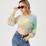 Women's Loose Casual Rainbow Stretch Off Shoulder Sweater - Image 4