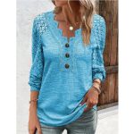 Women's Long Sleeve Shirt Leisure Pullover Slim Lace T-shirt - Image 3