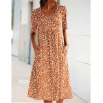 Round Neck Short Sleeve Floral Midi Dress - Image 4