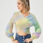 Women's Loose Casual Rainbow Stretch Off Shoulder Sweater - Image 3