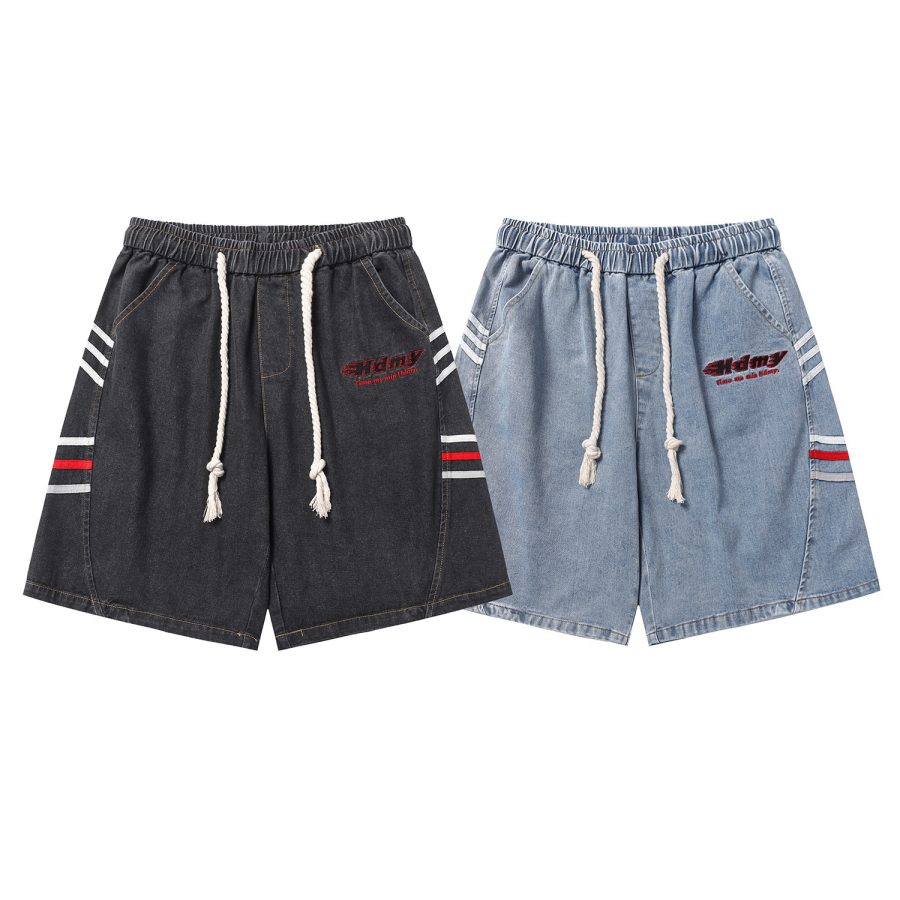 American Washed Design Sense Baggy Denim Shorts - Image 3