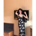 Printed Suspender Fishtail Midi Dress - Image 4