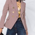 Houndstooth Small Jacket Women Long-Sleeved Double-Breasted Plaid Blazer - Image 4