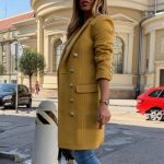 Blends Women Long Coats Trench Notch Collar Double Breasted Vintage Elegant - Image 2