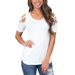 Printed Strapless T-shirt Ladies Short-sleeved T-shirt Hollow Top Women - Image 8