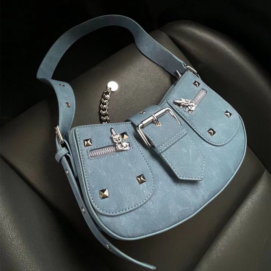 Niche American Retro Hot Girl Y2g Punk Studded Shoulder Bag - Image 8