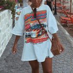 Letter Print Round Neck T-shirt Women Short-sleeved Loose White T-shirt - Image 2