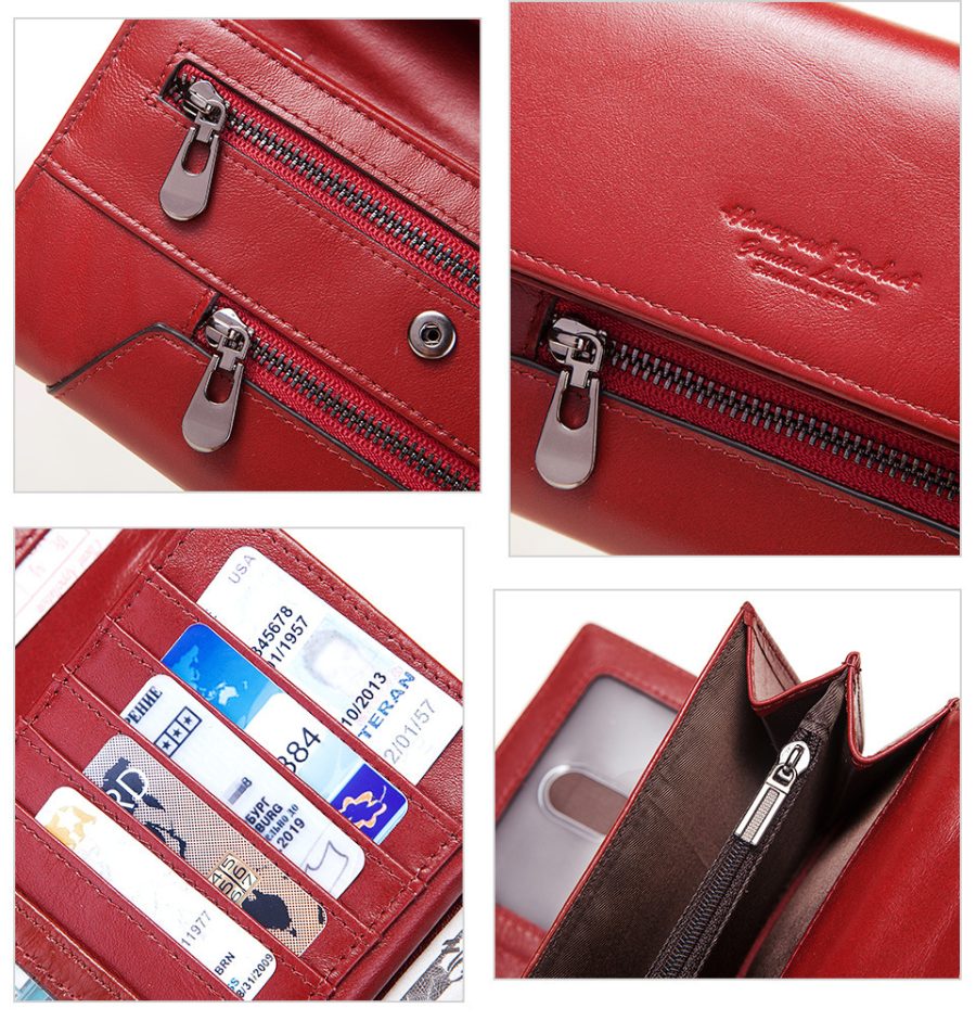 Long Cowhide Multiple Card Slots Coin Pocket RFID Anti-magnetic Women's Handbag - Image 9