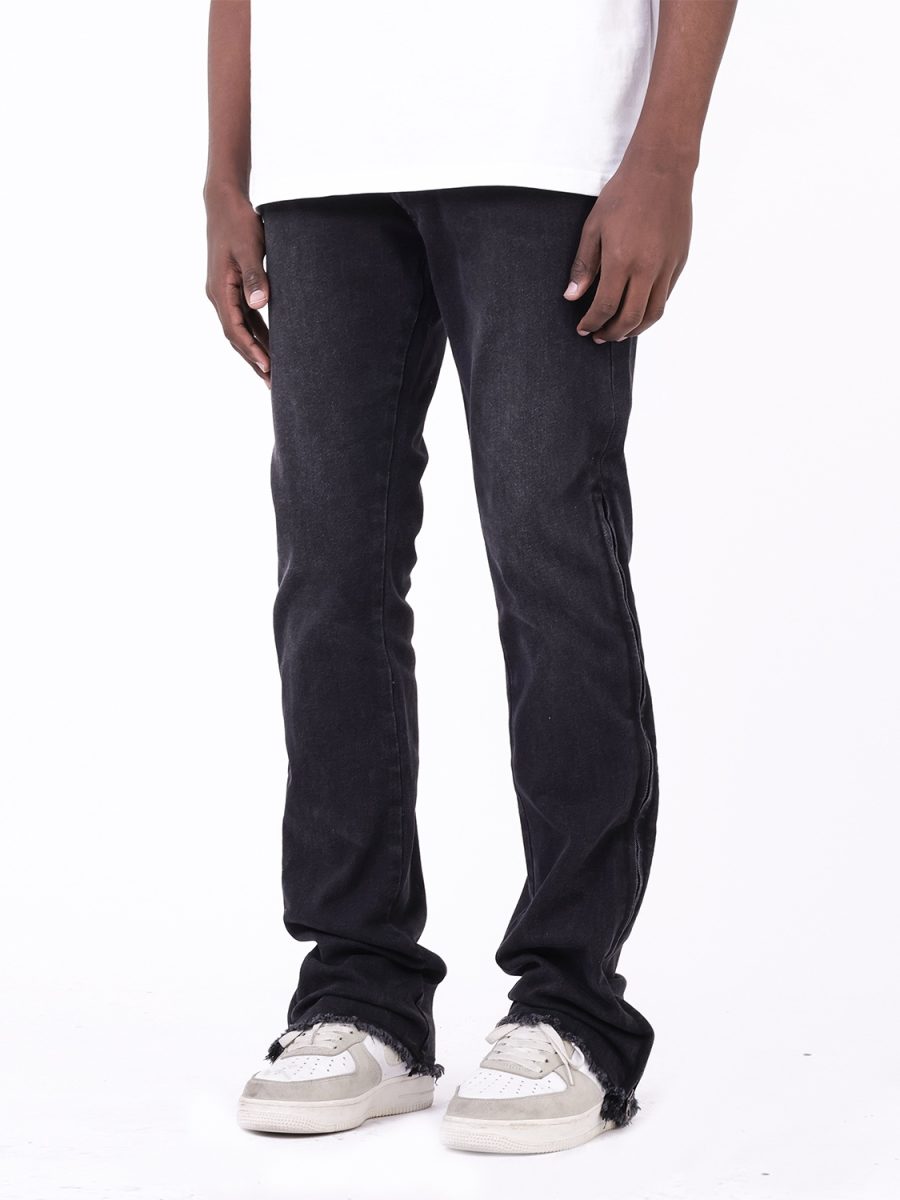 Straight Tube Raw Edge Side Zipper Design Jeans - Image 5