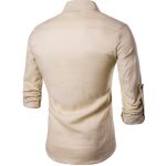 Men casual Shirt Cotton Linen Blended Mandarin Collar Breathable Comfy Traditional Chinese Style long sleeve shirts EU size - Image 2