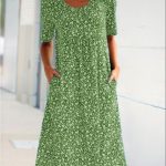 Round Neck Short Sleeve Floral Midi Dress - Image 9