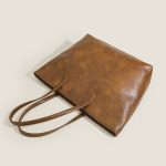 New Large-capacity Retro Tote Simple Commute Women's Handbag Shoulder Solid Color Storage Bag - Image 5