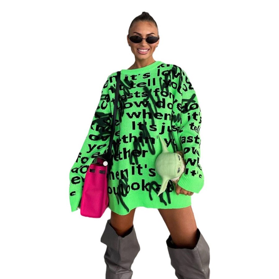 Women's Fashion Casual Loose Contrast Color Letter Embroidered Top - Image 5