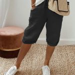 Women's Cotton And Linen Pocket Elasticated Slacks Women's Fifth Pants - Image 7