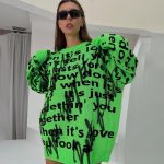 Women's Fashion Casual Loose Contrast Color Letter Embroidered Top - Image 2