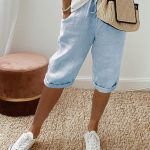 Women's Cotton And Linen Pocket Elasticated Slacks Women's Fifth Pants - Image 4