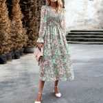 Women's Fashion Elegant V-neck Print Dress - Image 7