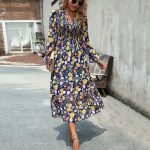 Women's Fashion Elegant V-neck Print Dress - Image 4