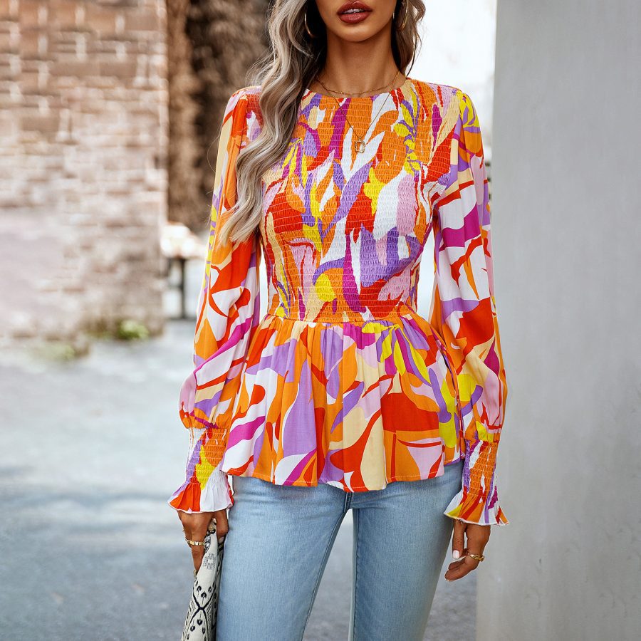 Women's Fashion Casual Long Sleeve Printed Shirt - Image 3