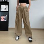 Women's Clothing Wide Leg Loose Plus Size Tether Straight Cargo Pants Women - Image 5