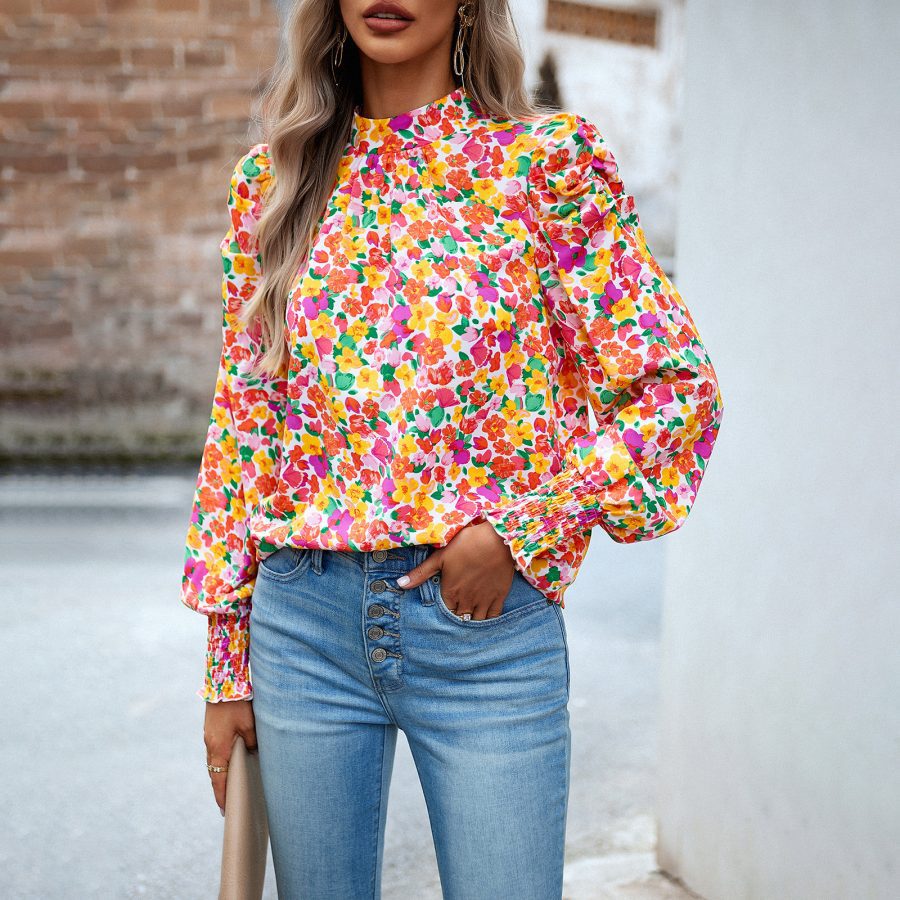 Women's Fashion Print Round Neck Long Sleeve Shirt - Image 2