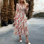 Women's Fashion Elegant V-neck Print Dress - Image 3