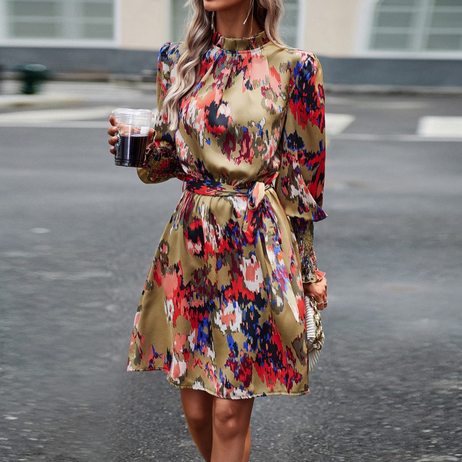 Women's Fashion Temperament Printed Long Sleeve Dress - Image 3