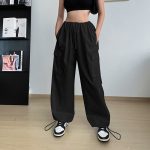 Women's Clothing Wide Leg Loose Plus Size Tether Straight Cargo Pants Women - Image 3