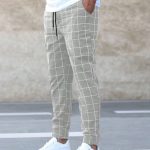 Fashion Plaid Print Pants Men's Casual Drawstring Trousers - Image 4