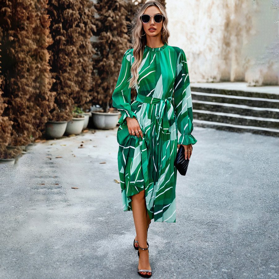 Women's Fashionable Round Neck Printed Dress - Image 6
