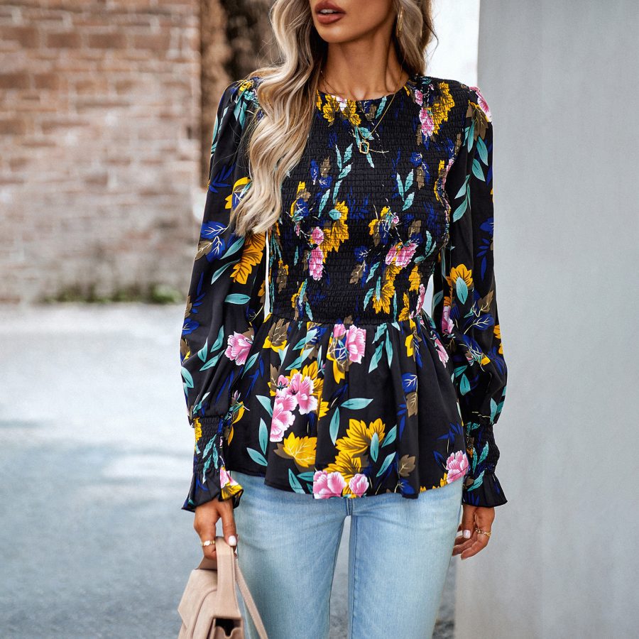 Women's Fashion Casual Long Sleeve Printed Shirt - Image 4