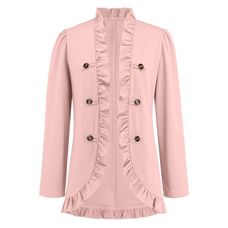 Women's Ruffled Cardigan Button Jacket - Image 4