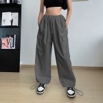 Women's Clothing Wide Leg Loose Plus Size Tether Straight Cargo Pants Women - Image 4
